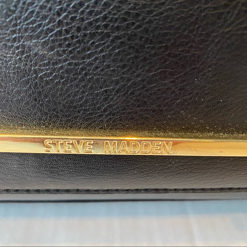 Steve Madden black and hunter green tassel shopper tote faux leather laptop bag - Picture 3 of 11